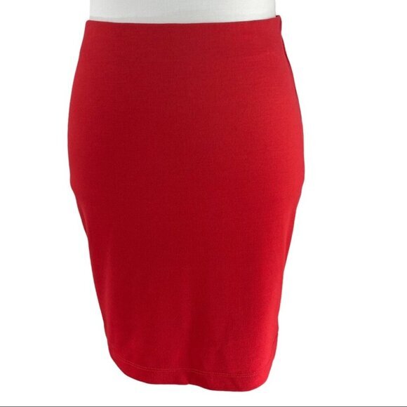 Casual Corner by Green Envelope Women's NWT Red Knit Stretch Career Skirt‎ S/W27 - Picture 2 of 9